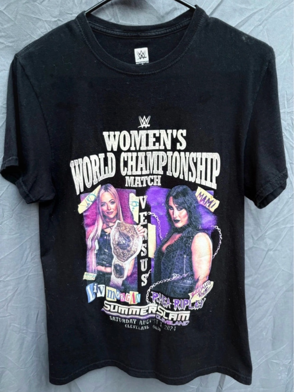 WWE Women’s Championship Match Tee - Black with Purple Accents